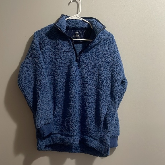 Aerie Womens Oversized Sherpa Pullover Jacket Small Blue - Picture 11 of 11